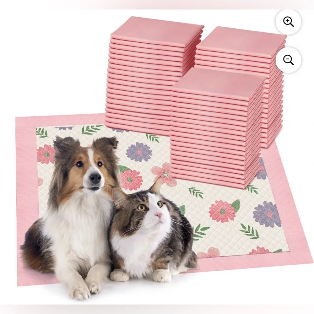 Thicken Puppy Pads, 7 Layer Printed Pink Dog Pads, 24